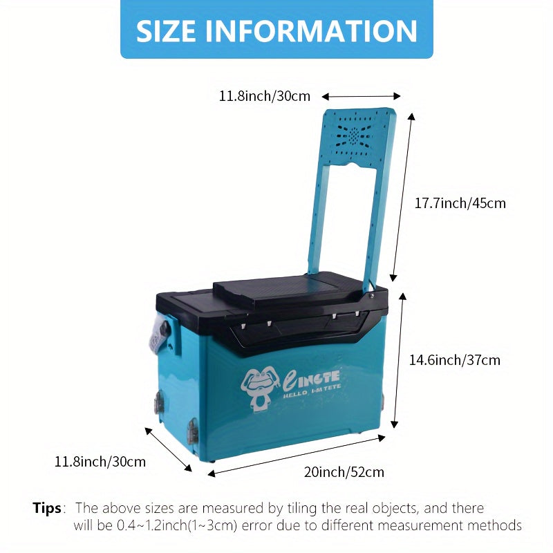 32L Fishing Tackle Box Seat Box Multifunctional with Wheels