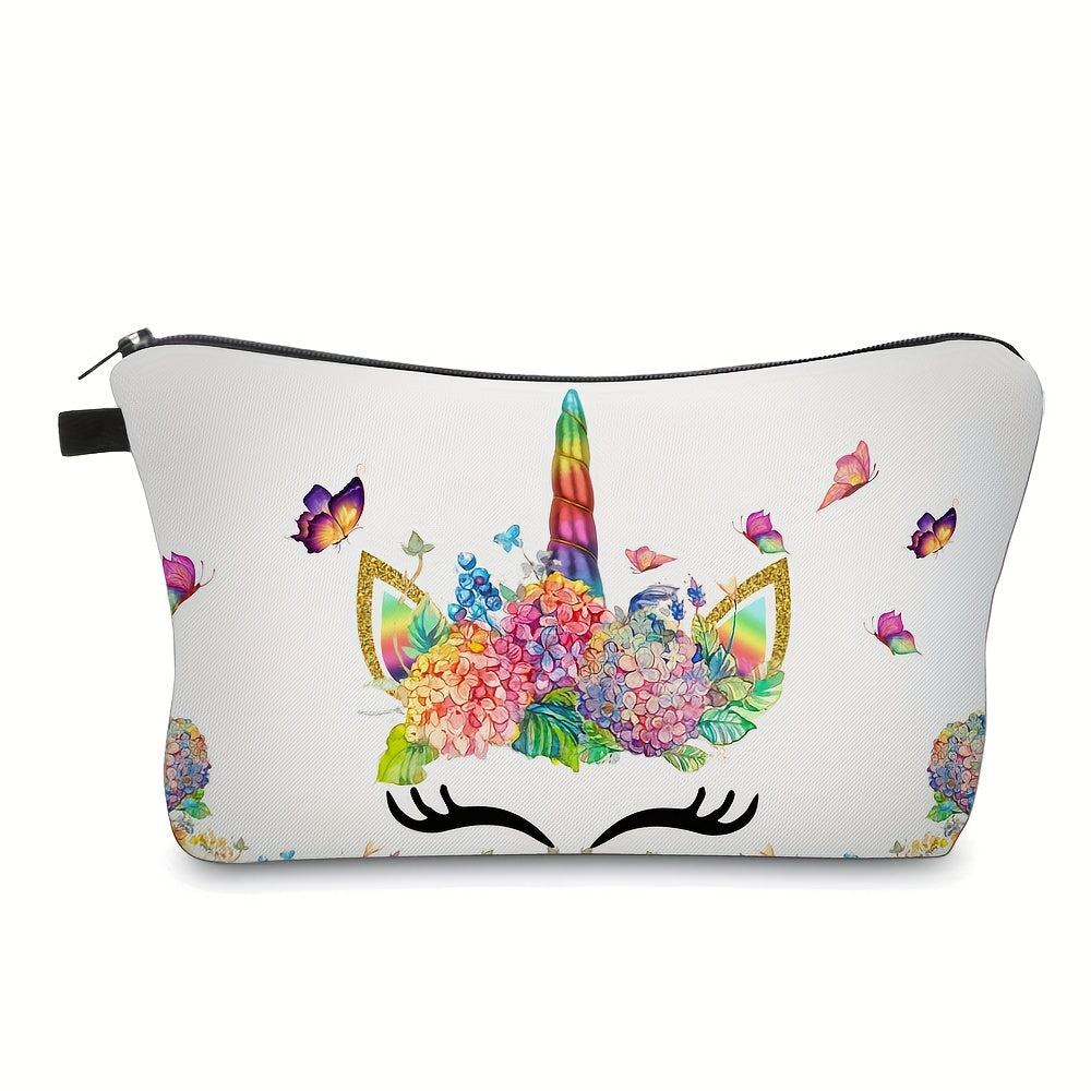 Unicorn Print Makeup Bag Toiletry Pouch Water Resistant Cosmetic Bag