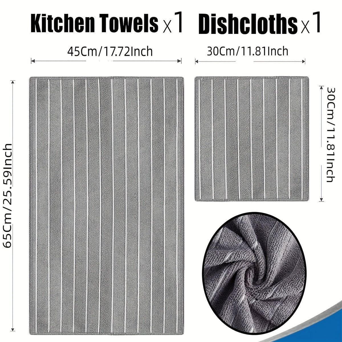4pcs Waffle Weave Dish Towels Deep Gray Soft Absorbent Quick-drying Mats
