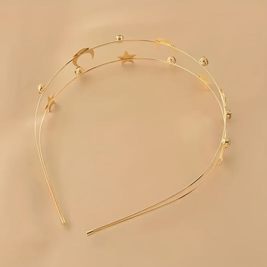 Golden Celestial Star and Moon Headband