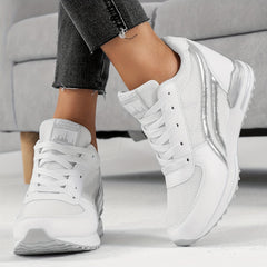 Women's Mesh Sneakers Lace Up Platform Shoes Comfortable Wedge Heels