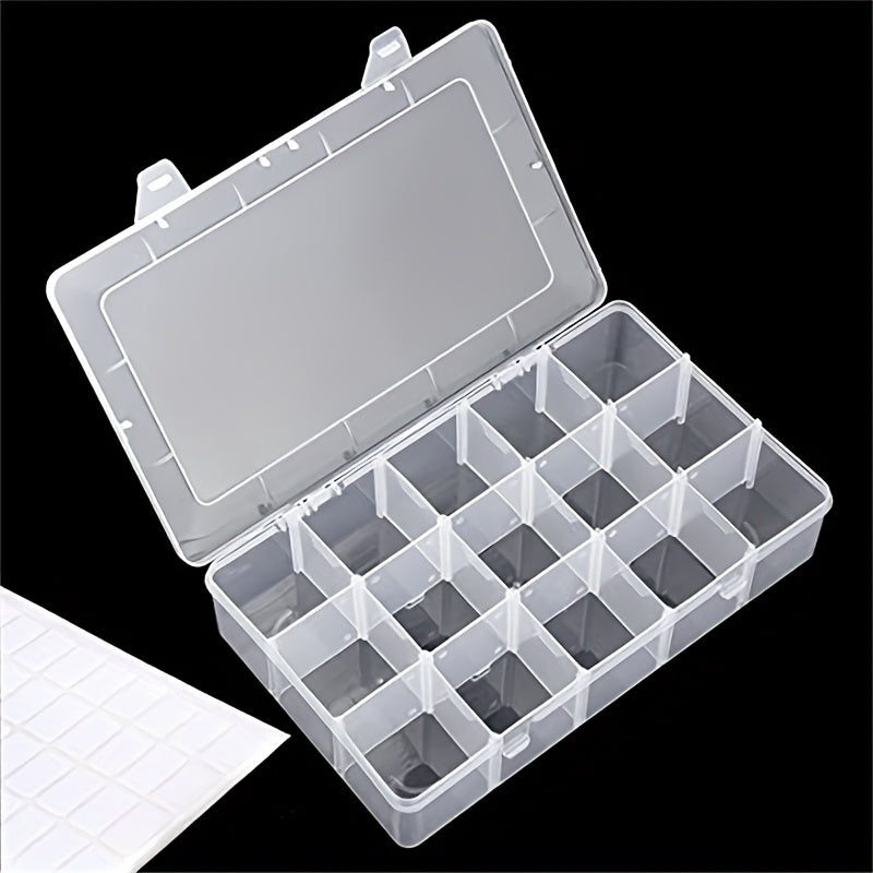 Clear Storage Box with Adjustable Dividers 15 Grids