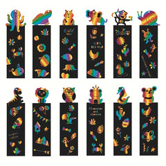 12pcs Animal DIY Bookmarks Scratch Painting Kit