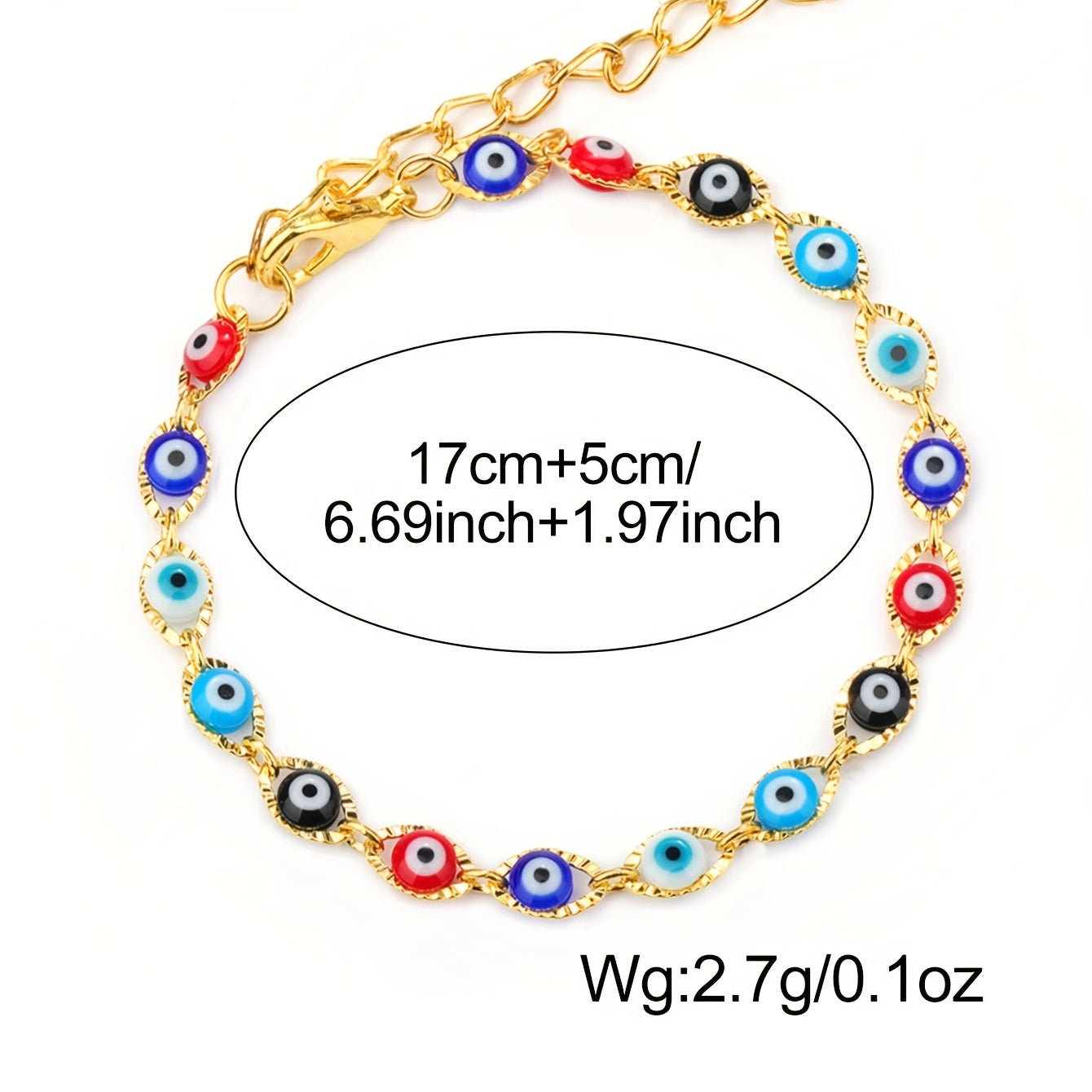Multicolor Devil's Eye Beads Resin Bracelet