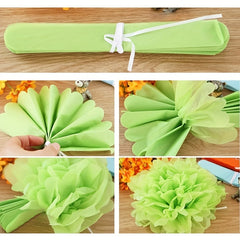 15pcs Rainbow Tissue Paper Pom Poms Flowers Wedding Birthday Party Decor