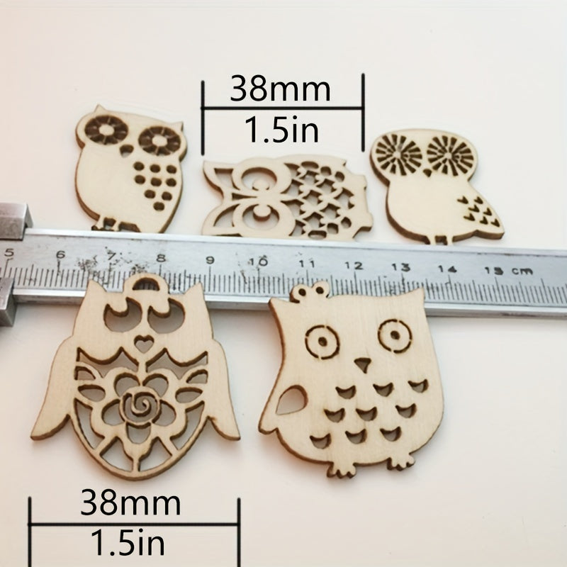 10pcs Wooden Owl Mix Shapes 1.5in DIY Perfect for Painting & Decoration