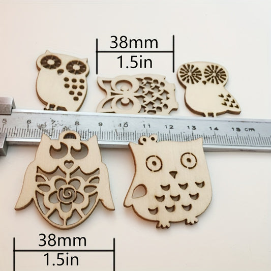 10pcs Wooden Owl Mix Shapes 1.5in DIY Perfect for Painting & Decoration