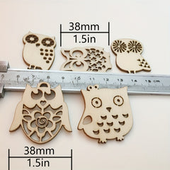 10pcs Wooden Owl Mix Shapes 1.5in DIY Perfect for Painting & Decoration