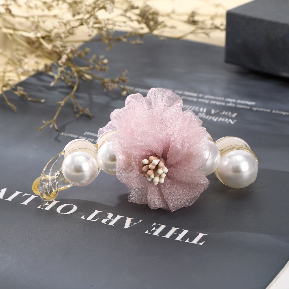 Sweet Flower Pearl Hairpin, Transparent Hair Accessories