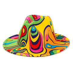 Hip Hop Graffiti Jazz Fedora Cap Colorful Print Sun Hat