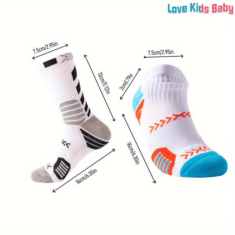 Kids Soccer Socks Long Short Sports Sweat Absorbent Breathable Size 32 37