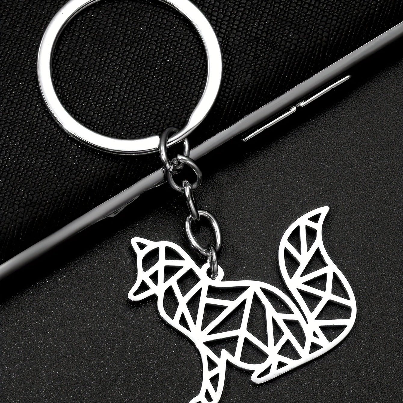 Stainless Steel Fox Keychain for Men