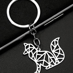 Stainless Steel Fox Keychain for Men