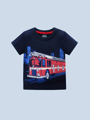 Boy's Fire Truck Graphic Cotton T shirt 3D Print Casual Tee Kid's Clothing