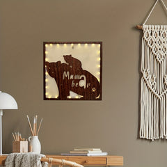 LED Mother Bear Shape Creative Lamp Retro Wooden Holiday Home Decoration