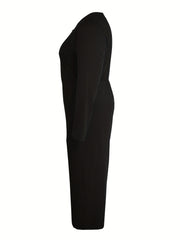  Button Up Long Sleeve Round Neck Wide Leg Jumpsuit