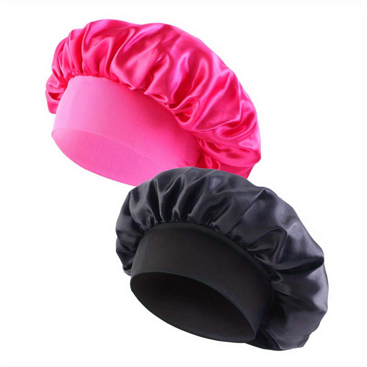 2pcs Satin Bonnet Night Sleep Hair Caps Silky Double Layer Hats