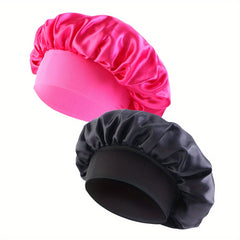 2pcs Satin Bonnet Night Sleep Hair Caps Silky Double Layer Hats