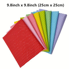 8pcs Polka Dot Cotton Fabric Bundle for DIY Crafting