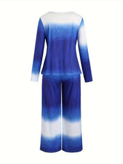  Ombre Print Long Sleeve Tee & Pants Set