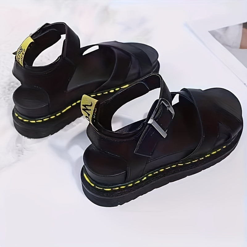 Women's Cross Strap Summer Sandals Ankle Buckle Decor Non slip Sandals