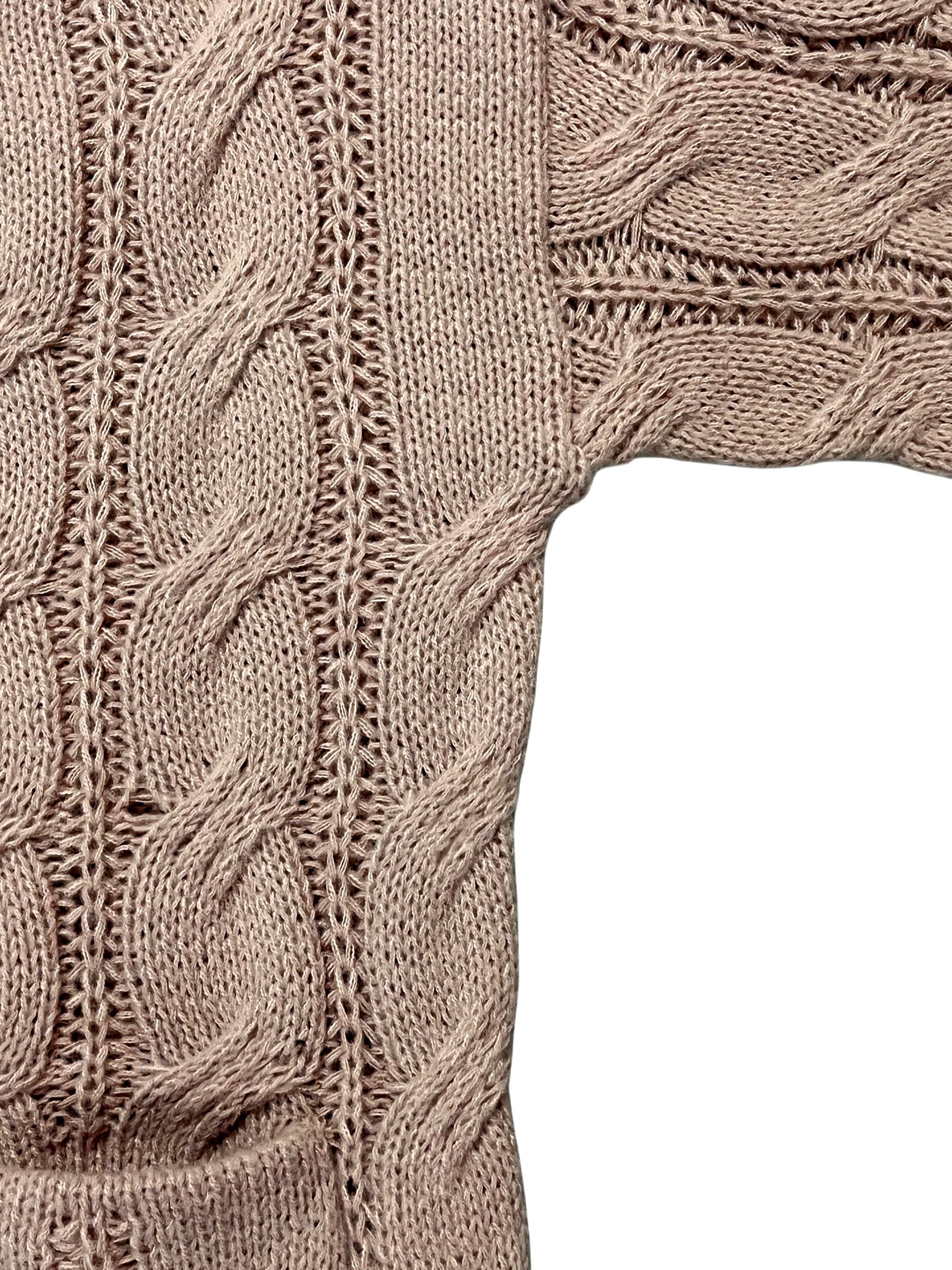  Cable Knit Open Front Sweater Cardigan with Pockets