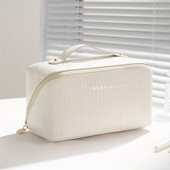 Large Capacity Travel Cosmetic Bag PU Leather Waterproof Women Portable Makeup