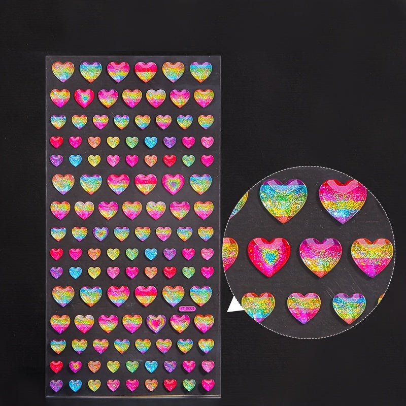 Colorful Heart Shaped Crystal Epoxy Stickers DIY Decorative Adhesive Decals