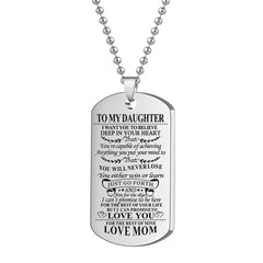 Stainless Steel Slogan Necklace Keychain Graduation Gift from Mom and Dad