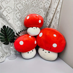Red Mushroom Plush Toy Realistic Vegetable Doll Home Decoration