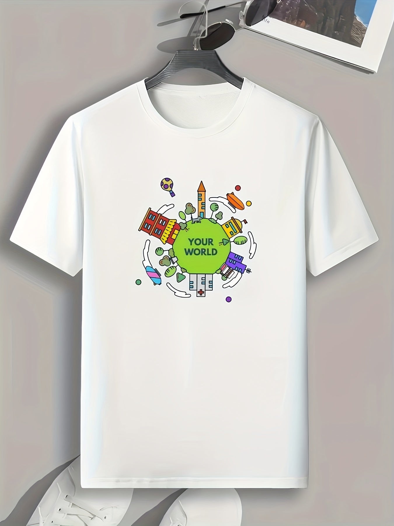 ''YOUR WORLD'' Print Men's Graphic T shirt Casual Comfy Tees For Summer