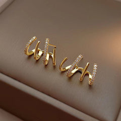 18K Plated Claws Stud Earrings Crystal AAA CZ Modern Accessories