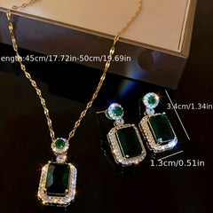 Rhinestone Jewelry Set: Earrings, Necklace, Ring