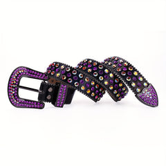 Purple Rhinestone Belt Cowboy Cowgirl Western Belt Strap