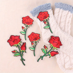 5pcs Rose Flower Iron On Patches Sew On Embroidered Applique