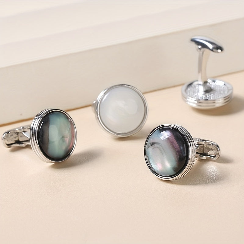 Crystal Inlaid Button Cufflinks Wedding Accessories