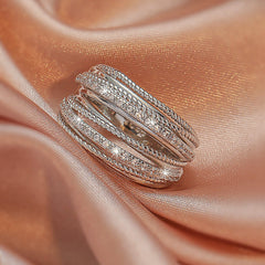 Romantic Rhinestone Cut Out Copper Ring Bracelet