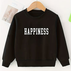 Girls Sweatshirt 'Happiness' Print Comfort Fit Long Sleeve Top Pullovers