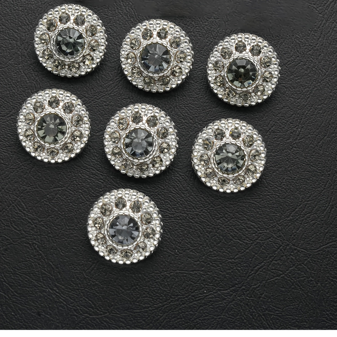 7 Pack Alloy Rhinestone Round Buttons for DIY Crafts and Clothing