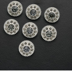 7 Pack Alloy Rhinestone Round Buttons for DIY Crafts and Clothing