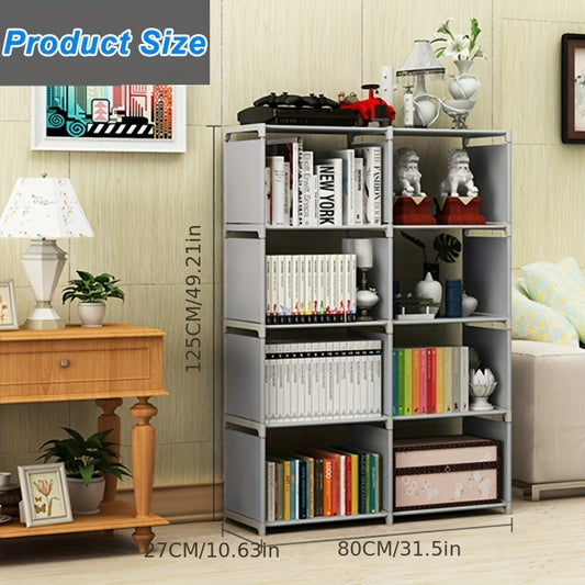 Double Grid 5-Layer Bookshelf Storage Rack Standing Desk Modern Storage