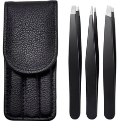 3pcs Stainless Steel Eyebrow Tweezers Set for Hair Removal