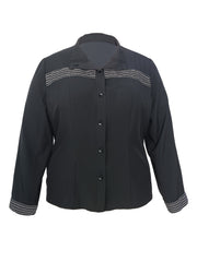 Women's Plus Stripe Print Button Up Long Sleeve Casual Blouse
