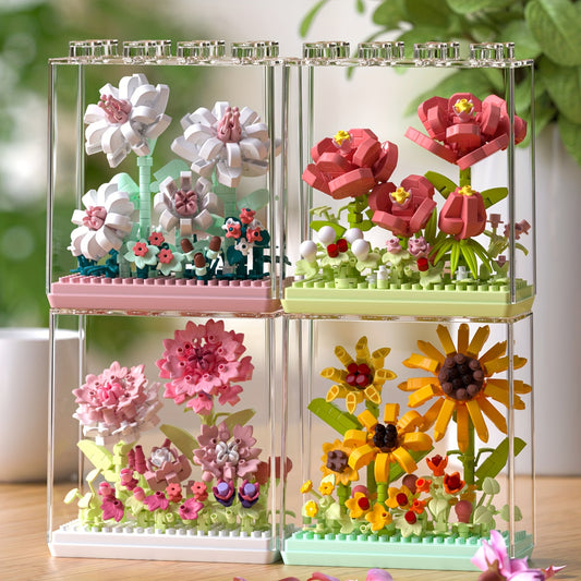 Colorful DIY Flower Building Blocks Set Garden Themed Creative Gift Ages 8