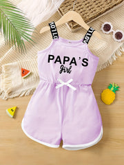 Girls' Fancy Letter Print Sports Casual Romper Jumpsuit