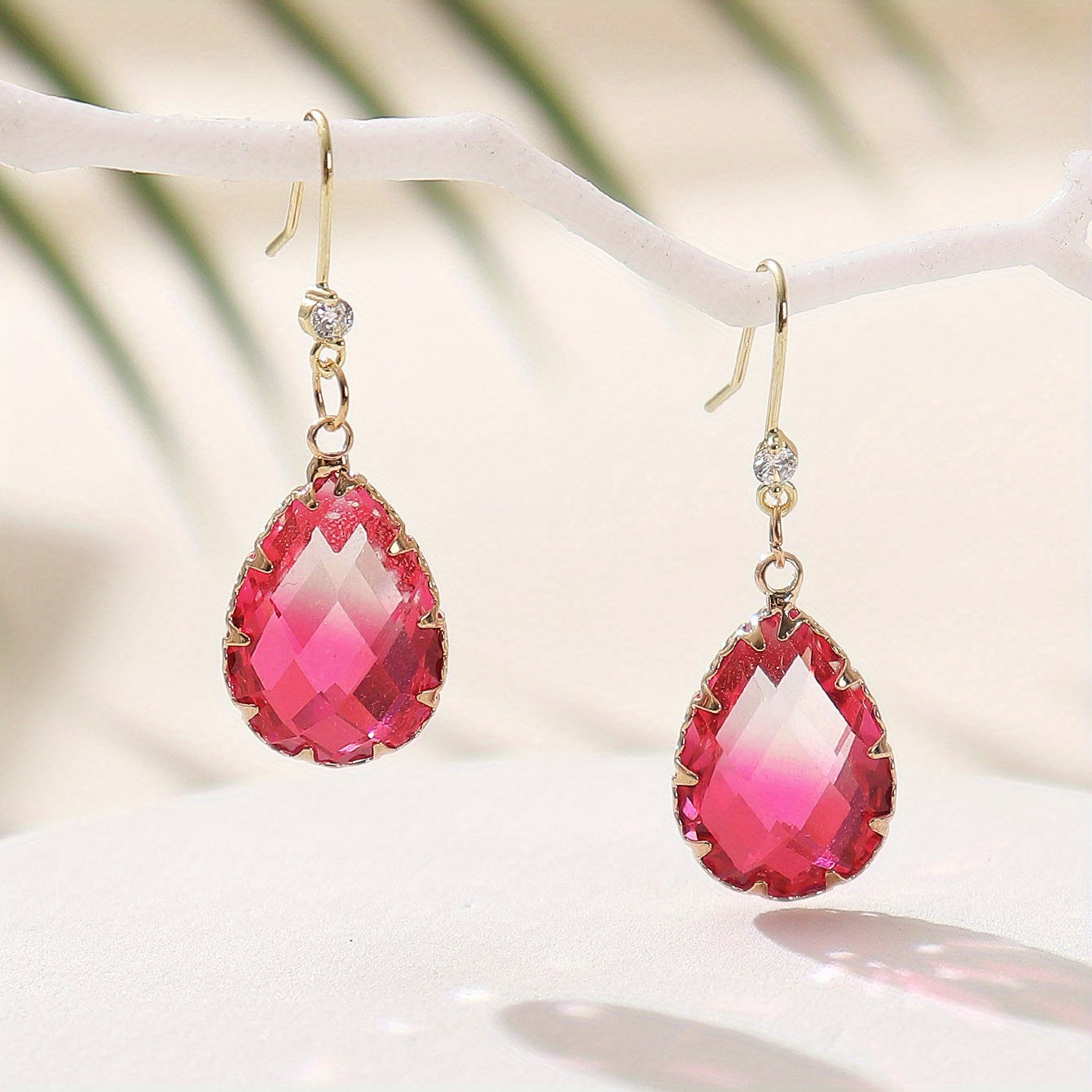 Colorful Glass Drop Earrings With Zircon Sweet Jewelry