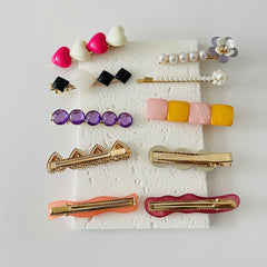 10pcs Crystal Pearl Duck Billed Hair Clip for Women Girls