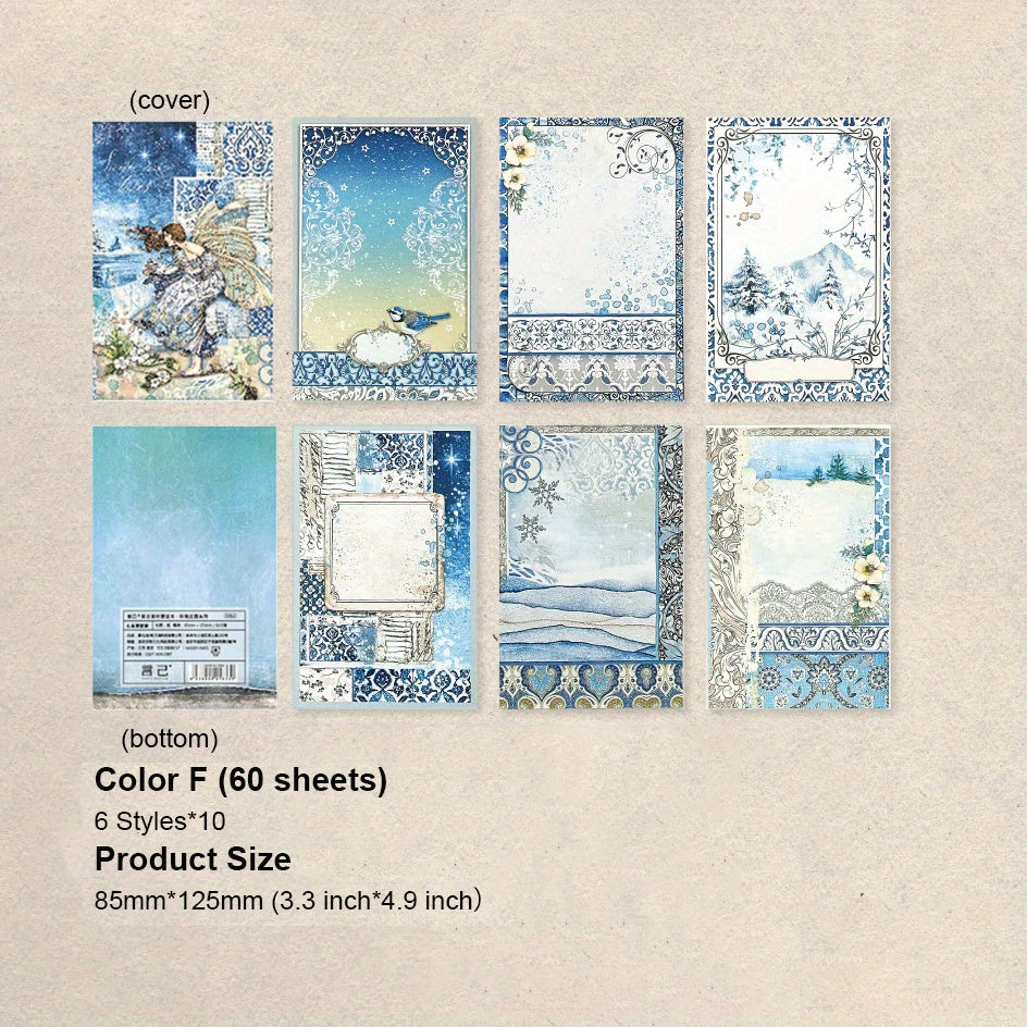 Vintage Flower & Butterfly Scrapbooking Paper, 60 Sheets