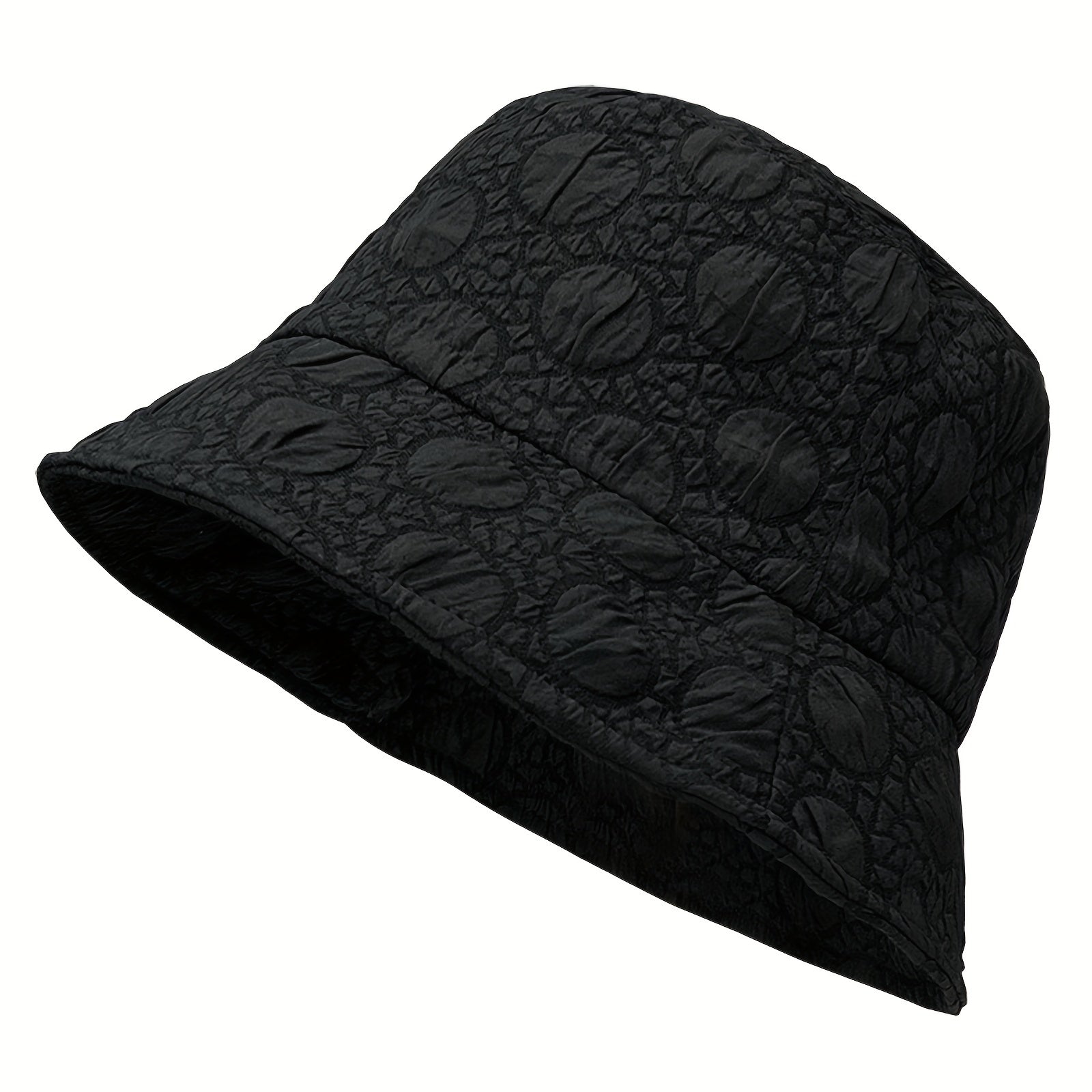 Chiffon Embossed Thin Bucket Hat Solid Breathable Sun Hat