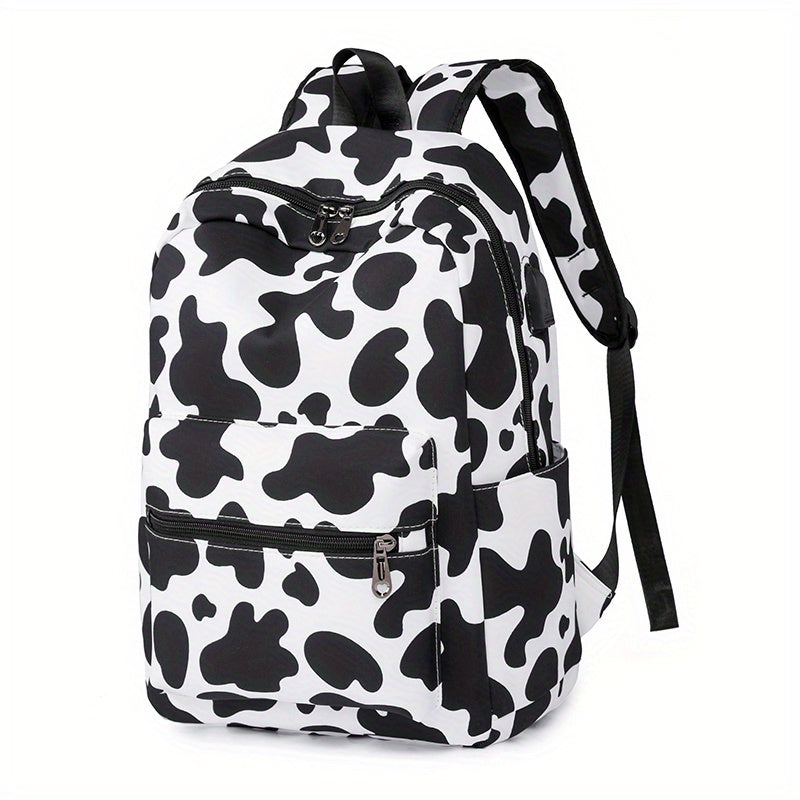 Cartoon Print Backpack Zipper Rucksack School Bag